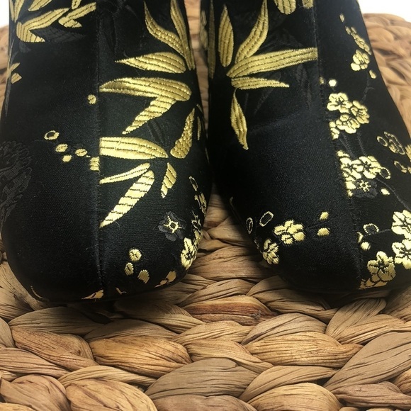 ZARA Trafaluc Black and Metallic Gold Bamboo Print Ankle High Booties Size 36 - Picture 3 of 11